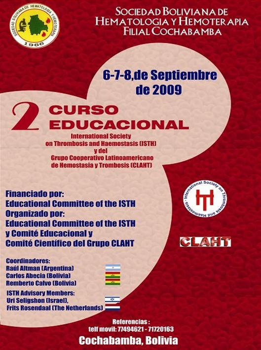 Afiche Curso Educacional Bolivia 2009 ISTH Grupo CLAHT