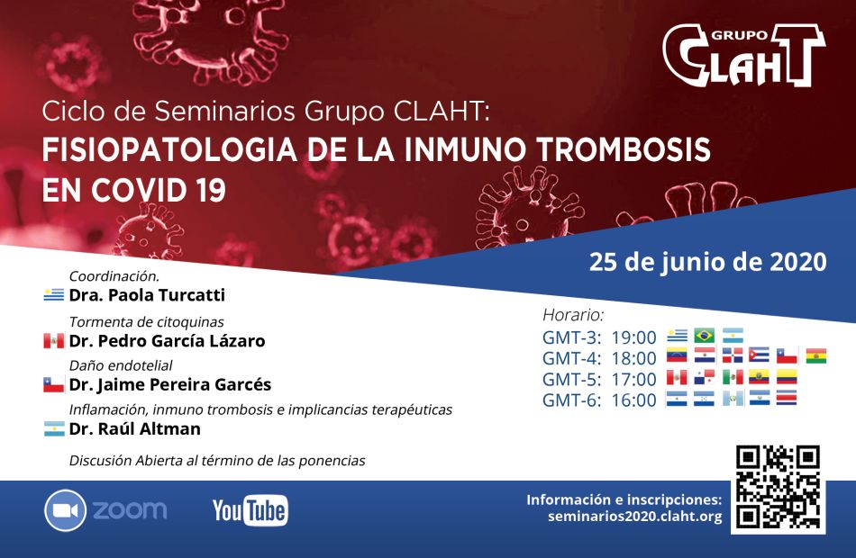Seminario en línea 25-jun: Fisiopatología de la respuesta inmuno trombótica en Covid-19
